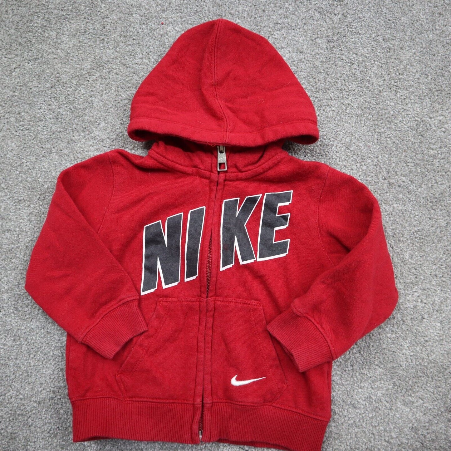 Nike Hoodie Jacket Boys Size 18M Red Full Zip Up Jacket Long Sleeve Solid Logo