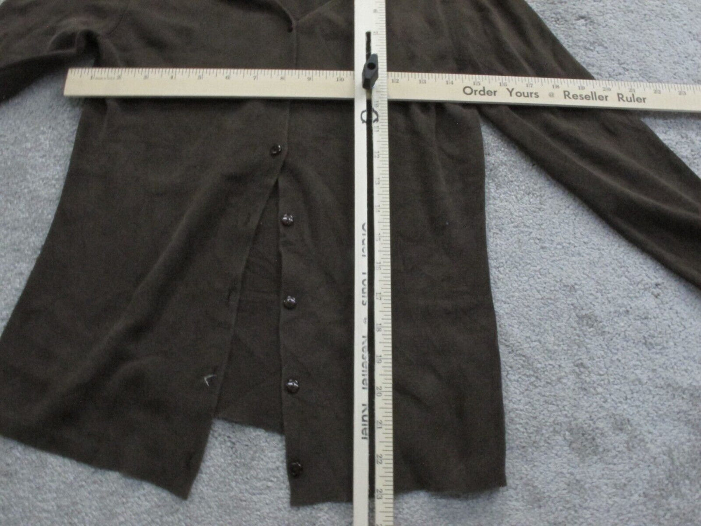 Ann Taylor Womens Cardigan Sweater Front Button Long Sleeves Dark Brown SZ Small