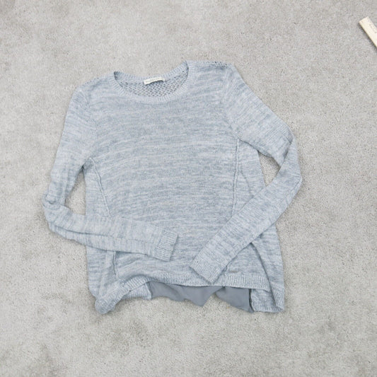 Abercrombie & Fitch Womens Pullover Sweater Crew Neck Long Sleeves Gray Size L