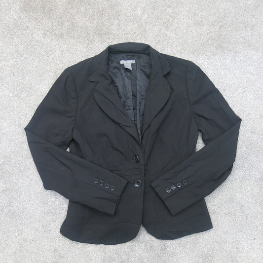 Ann Taylor Mens Blazer Coat Single Breasted Long Sleeves Front Button Black SZ 4