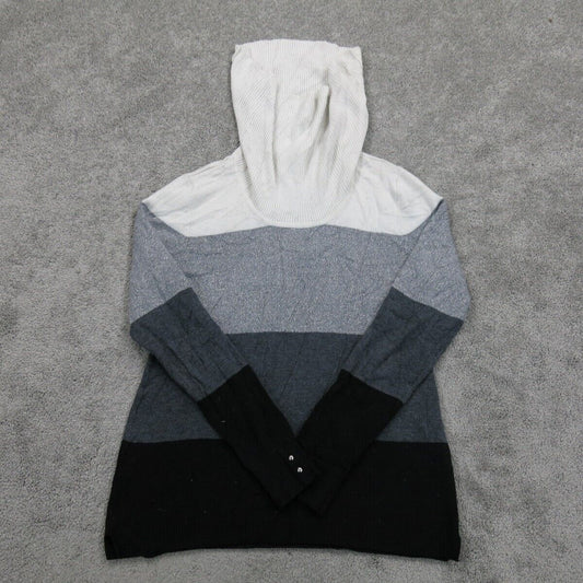 White House Black Market Women Pullover Sweater High Neck Gray Black Size Small