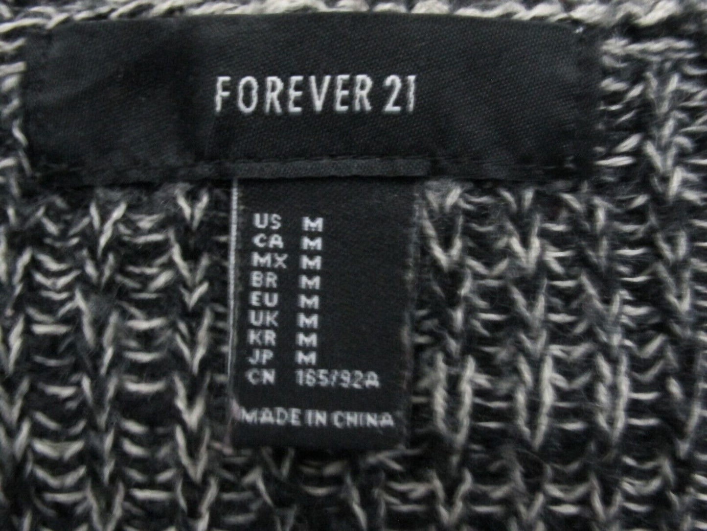 Forever 21 Womens Cardigan Sweater Front Button Long Sleeves Black Size Medium