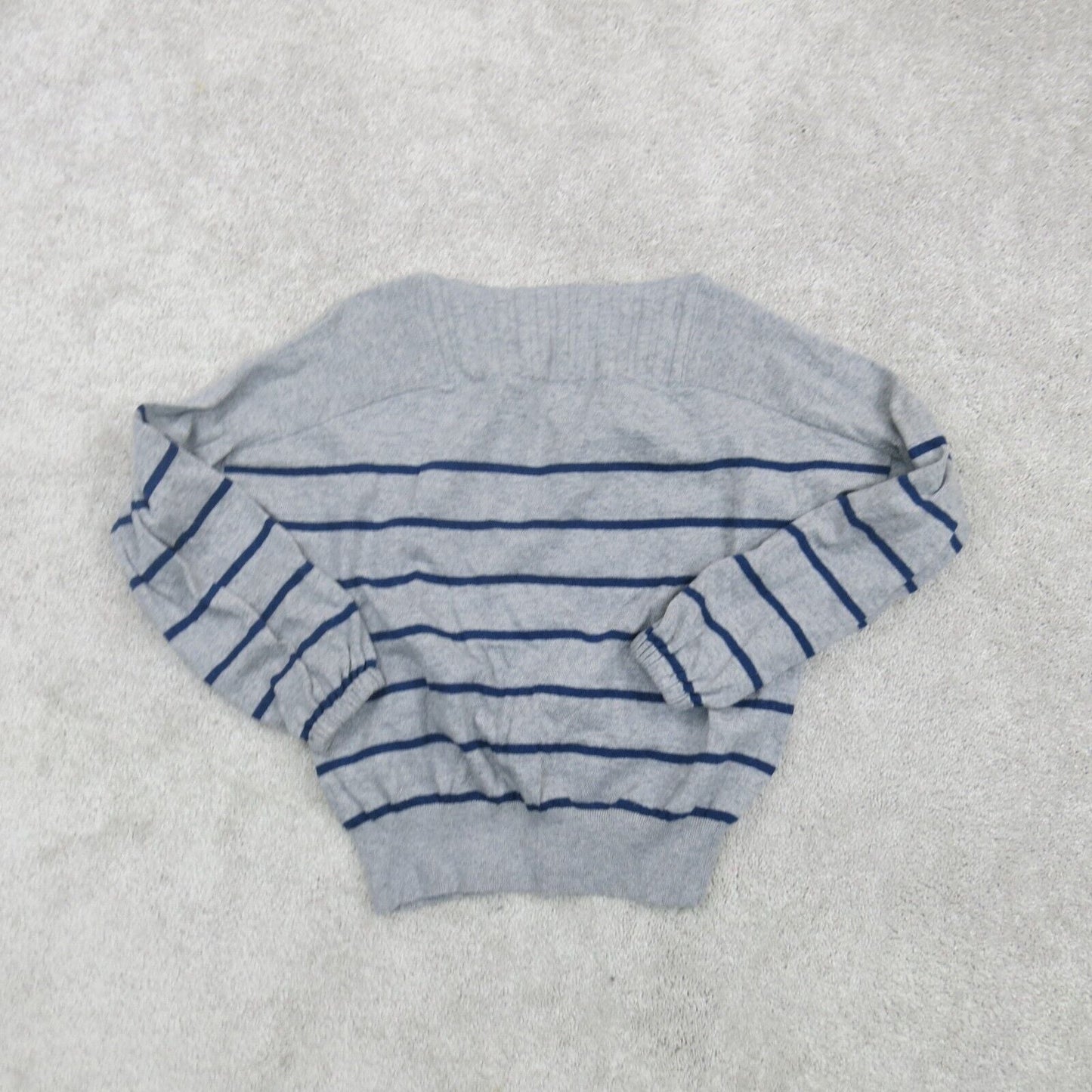Lucky Brand Women Knitted Sweater Striped Long Sleeve Stretch Blue Gray Size S