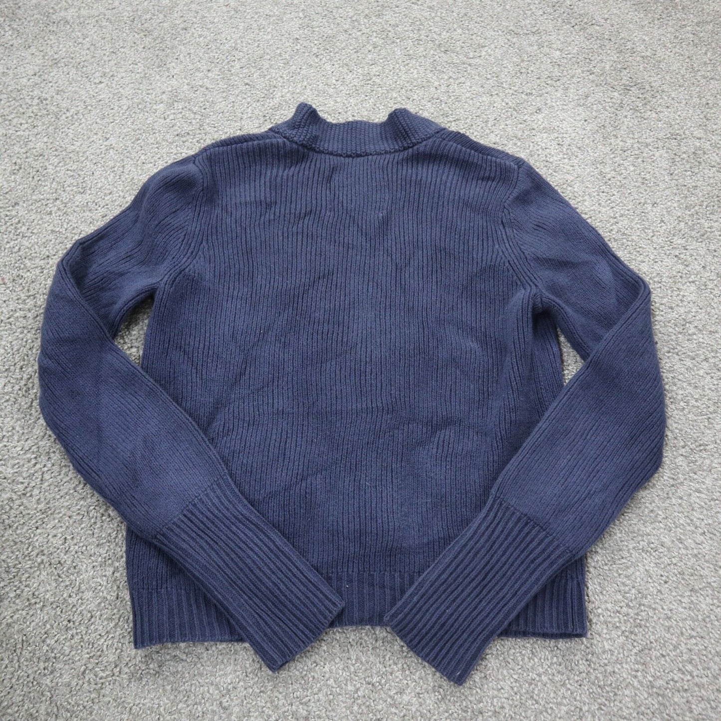 J. Crew Womens Knitted Cardigan Sweater 100%Cotton Long Sleeves Blue Size Large