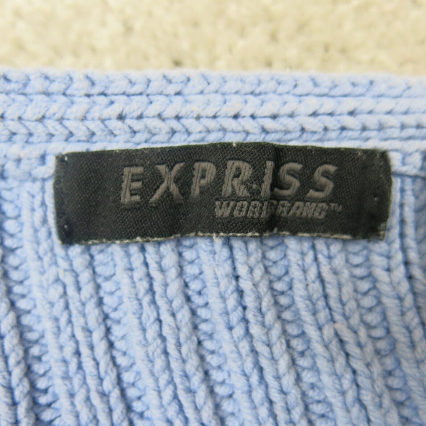 Express Womens Pullover Sweater Knitted Long Sleeves V Neck Blue Size X Large
