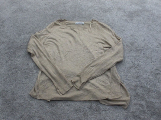 Zara Knit Womens Pullover Sweater Knitted Boat Neck Long Sleeves Beige SZ Small