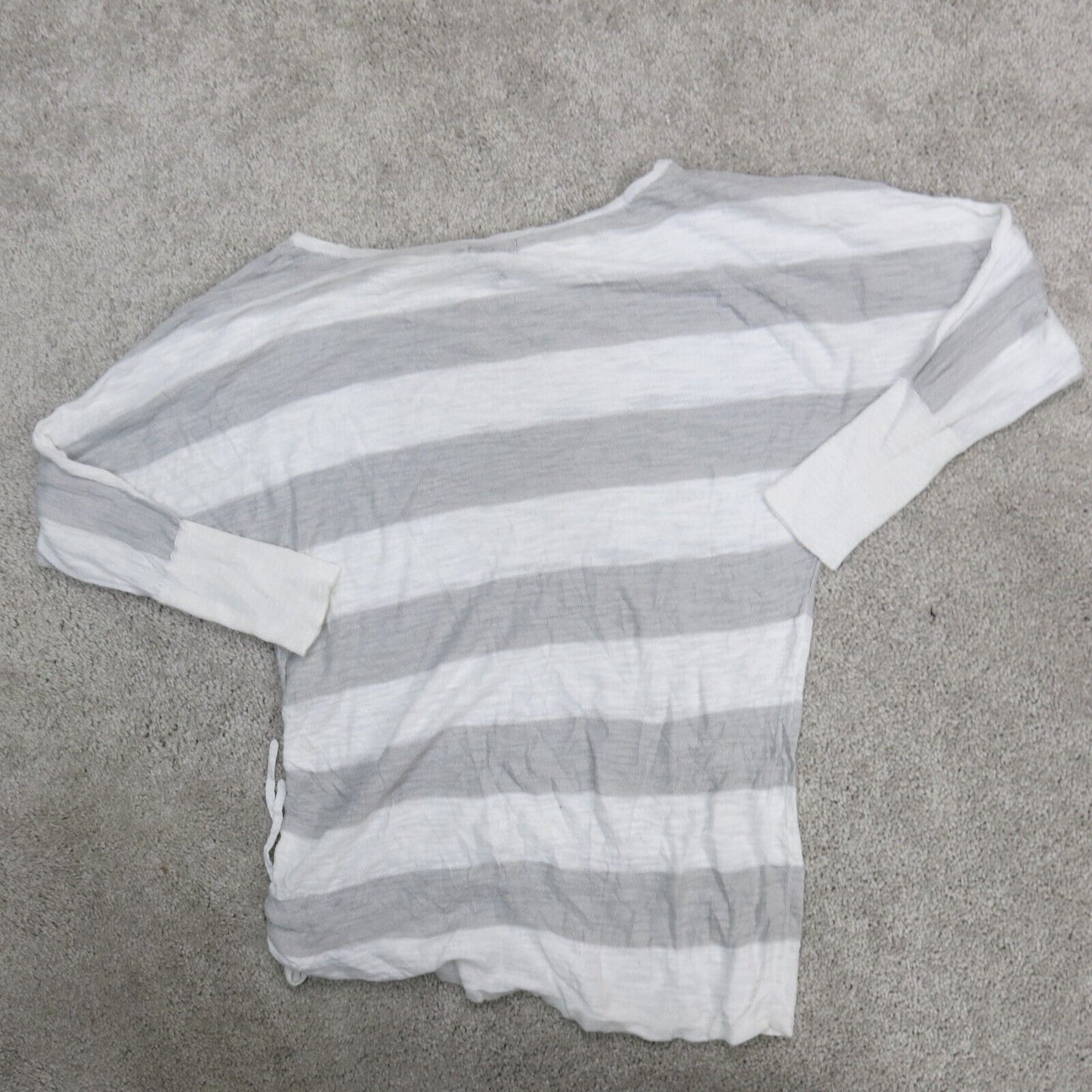 Express Womens Pullover Sweater 3/4 Sleeves Striped Gray White Size X Small