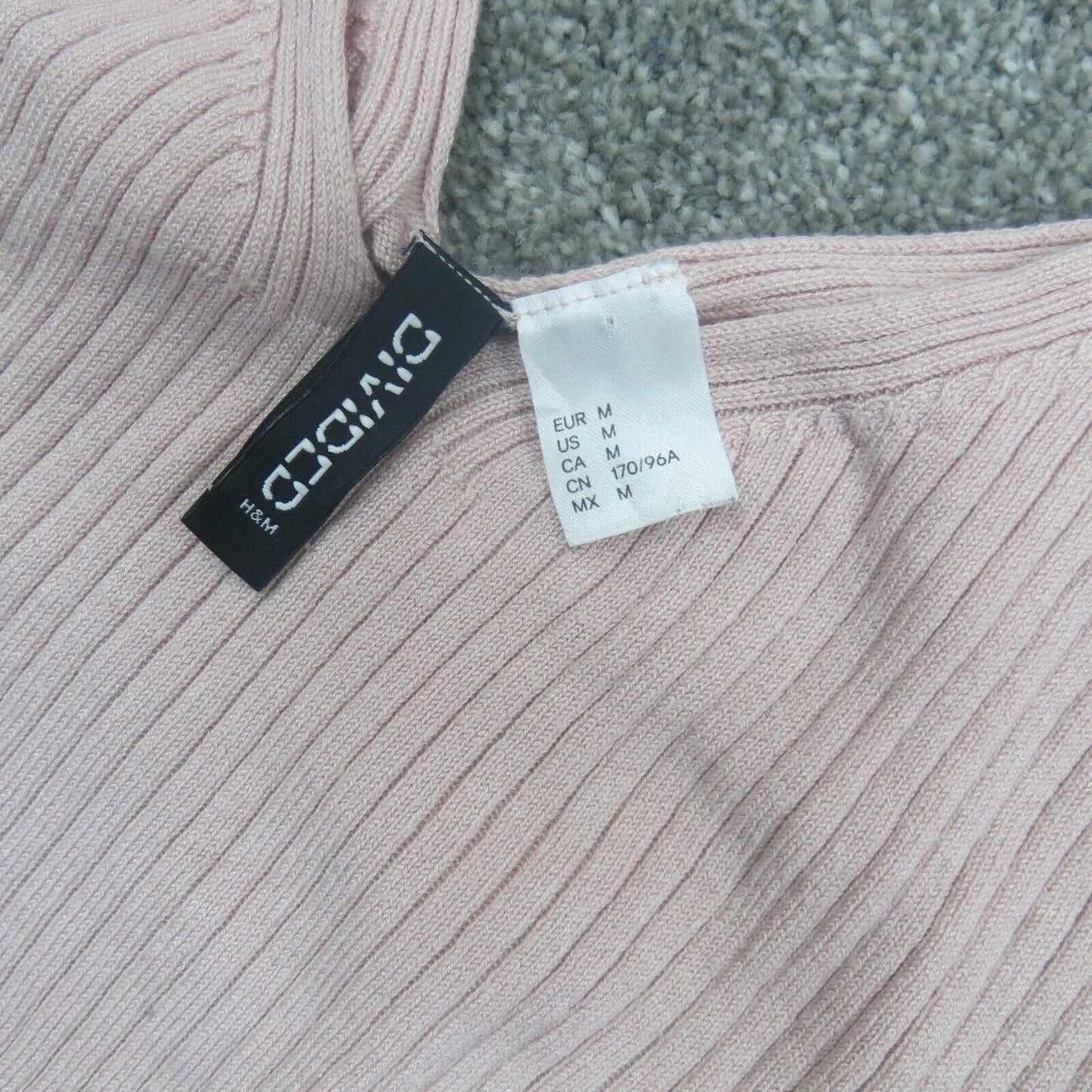 Divided H&M Women Tank Top Spaghetti Strap V Neck Knitted Light Pink Size Medium
