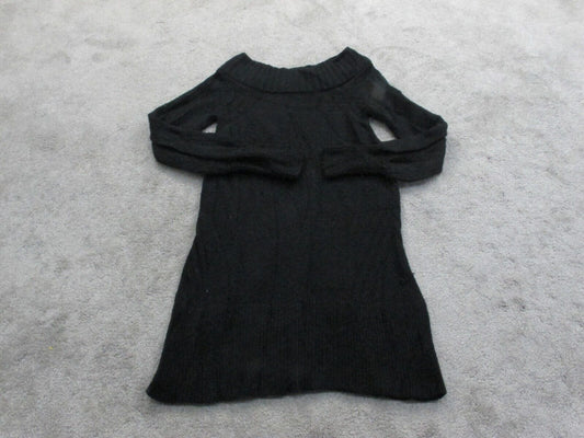 Womens Pullover Sweater Knitted Long Sleeves Mock Neck Black Size XS