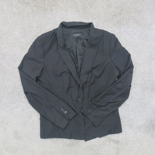 Ann Taylor Womens Blazer Coat Single Breasted Long Sleeves Pockets Black Size 12