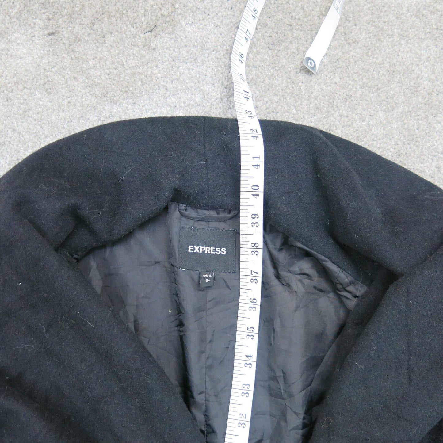 Express Womens Over Coat Long Sleeves Open Front Pockets Black Size S/P