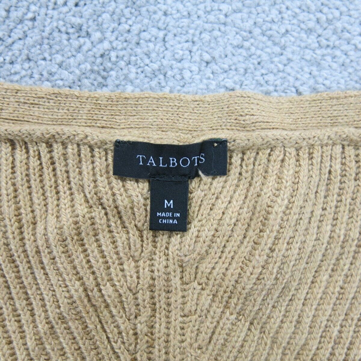 Talbots Women Knitted Vest Sweater Sleeveless V Neck Tan Size Medium