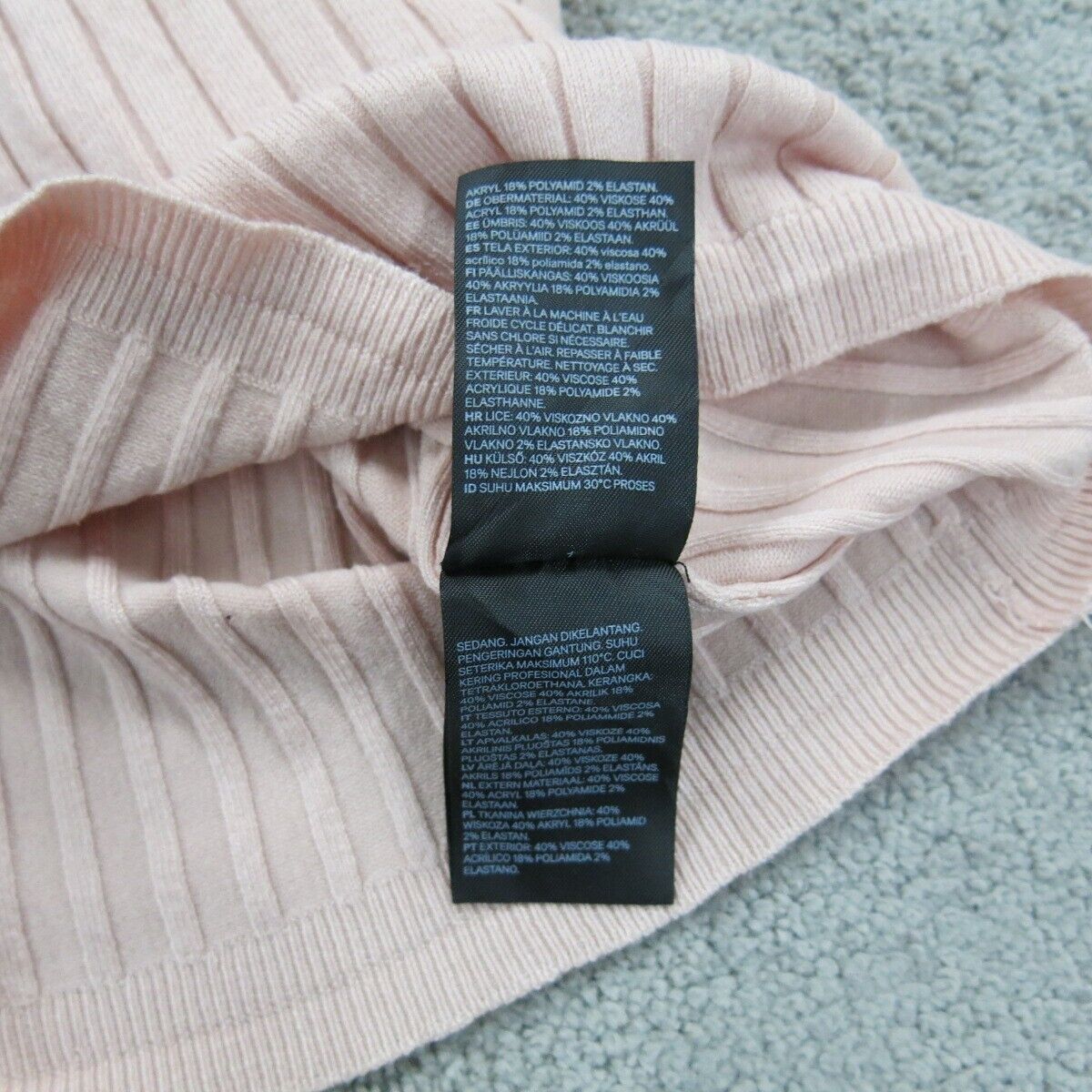 H&M Womens Pullover Knitted Sweater Sleeveless Square Neck Light Pink Sz Medium