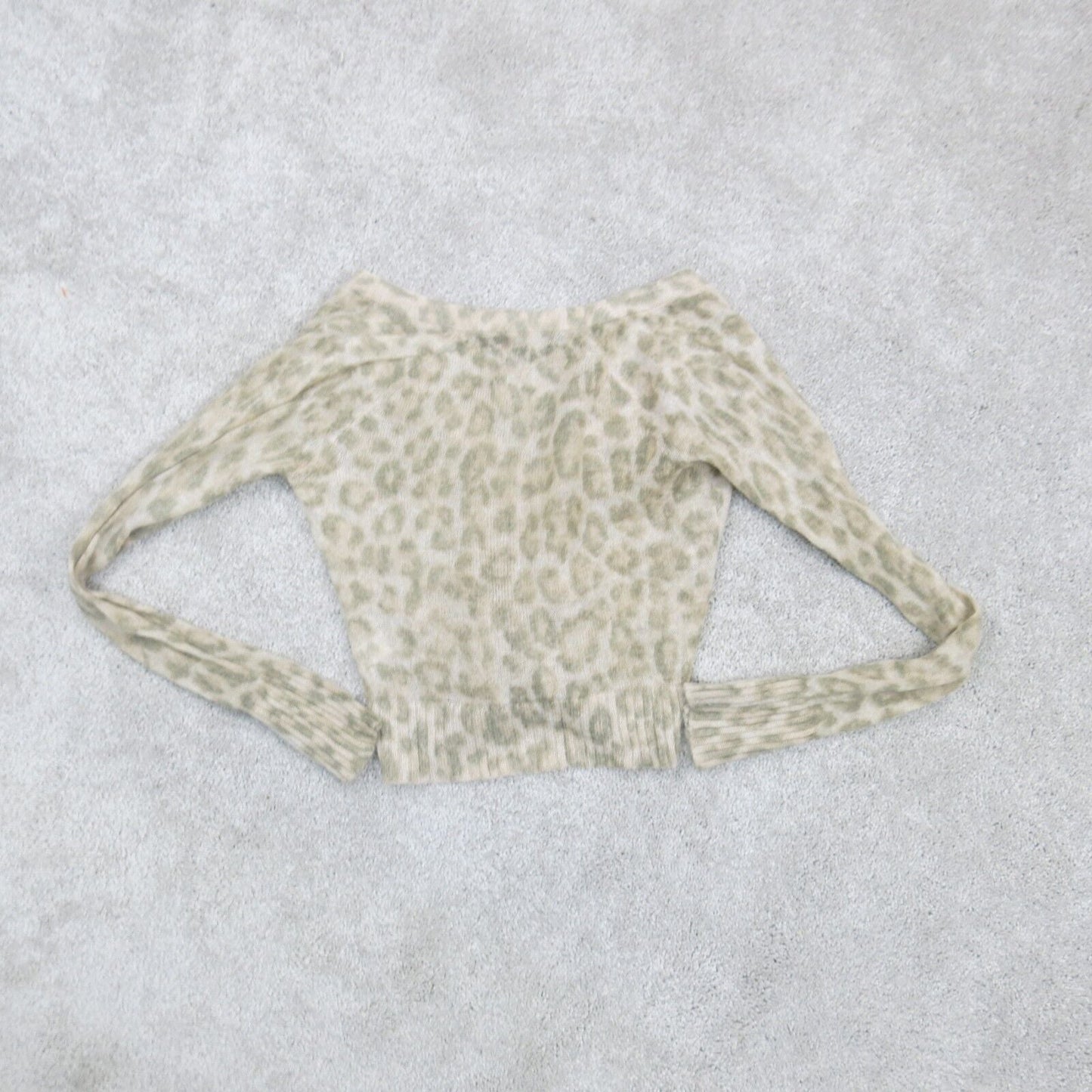 Banana Republic Womens Sweater Cardigan Front Button Leopard Print Beige Size M