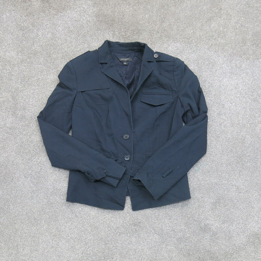 Ann Taylor Womens Blazer Coat Long Sleeves Front Button Pockets Navy Blue Size 6