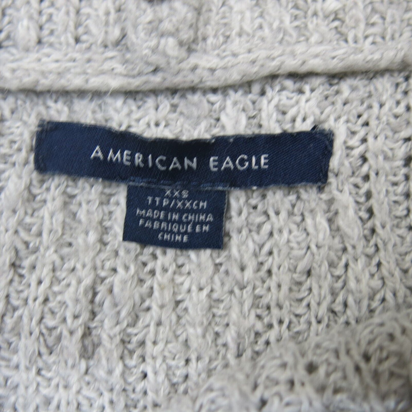 American Eagle Womens Cropped Sweater Hooded Long Sleeves Light Gray Size XXS