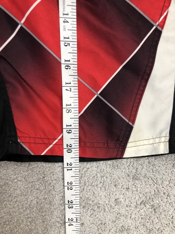OP Swimwear Mens X Large Red Black Board Shorts Swim Trunks Check Lightweight