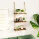 Wall Hanging shelf original wood 1 2 3 & 4 Tier Rope Hanging Shelf Wall Hanging Shelf, , Decorative piece