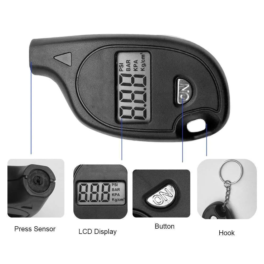 Digital LCD Car Tire Tyre Air Pressure Gauge Meter Keychain High Quality Universal Mini Digital LCD Display Auto Car Tire Pressure Gauge Motor Tyre Air Pressure meter Bike Teste