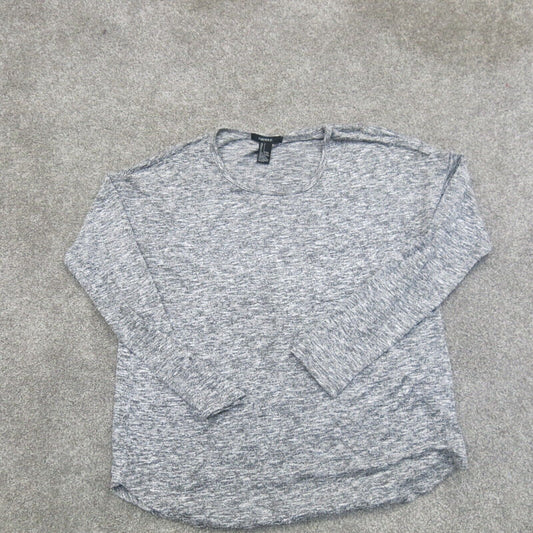 Forever 21 Womens Sweatshirt Round Neck Long Sleeves Heather Gray Size Small
