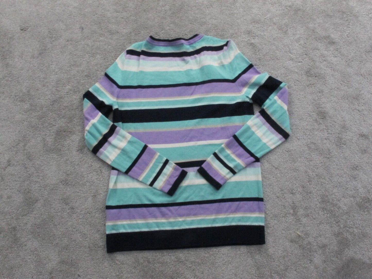 Talbots Womens Pullover Sweater Knitted Striped Long Sleeves Blue White Size MP