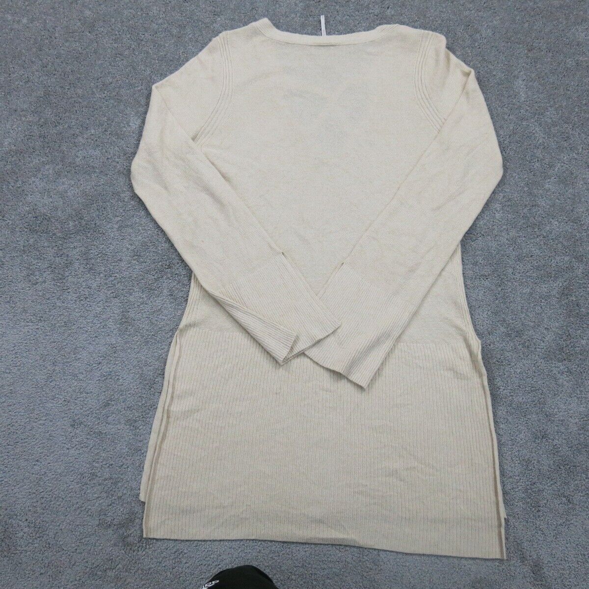 Womens Sweater Mini Dress Cross Over Neck Long Sleeve Off White Size Medium