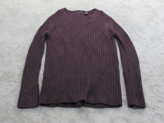 Express Womens Pullover  Sweater Long Sleeve V Neck Cotton Maroon Size Large