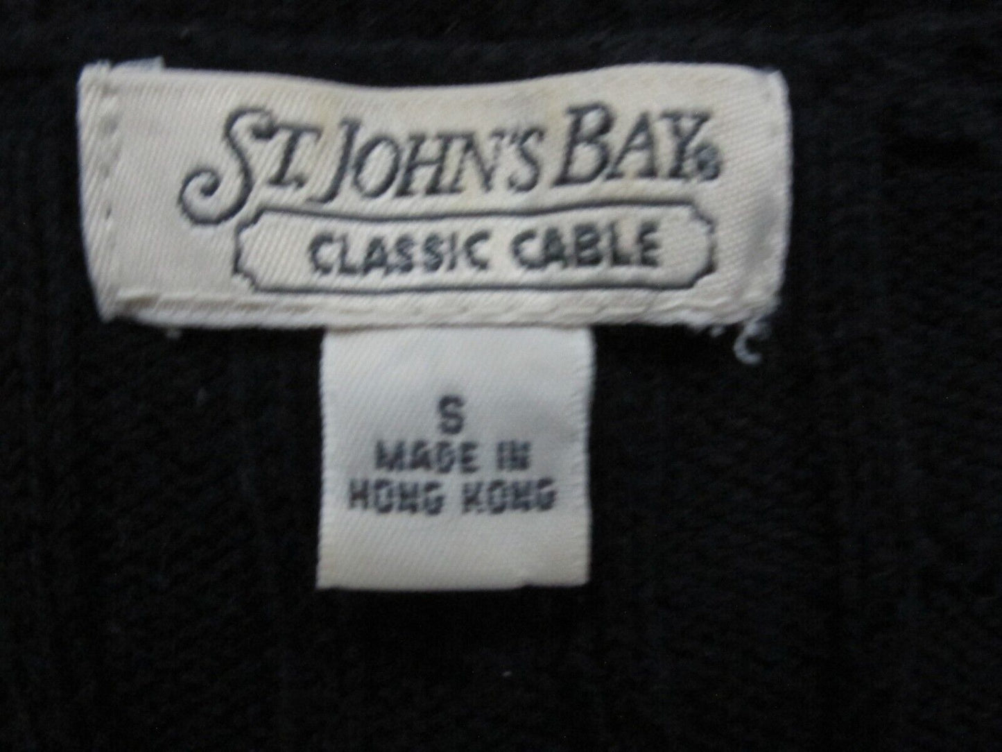 ST. Johns Bay Womens Pullover Knitted Sweater Long Sleeves V Neck Black Size S
