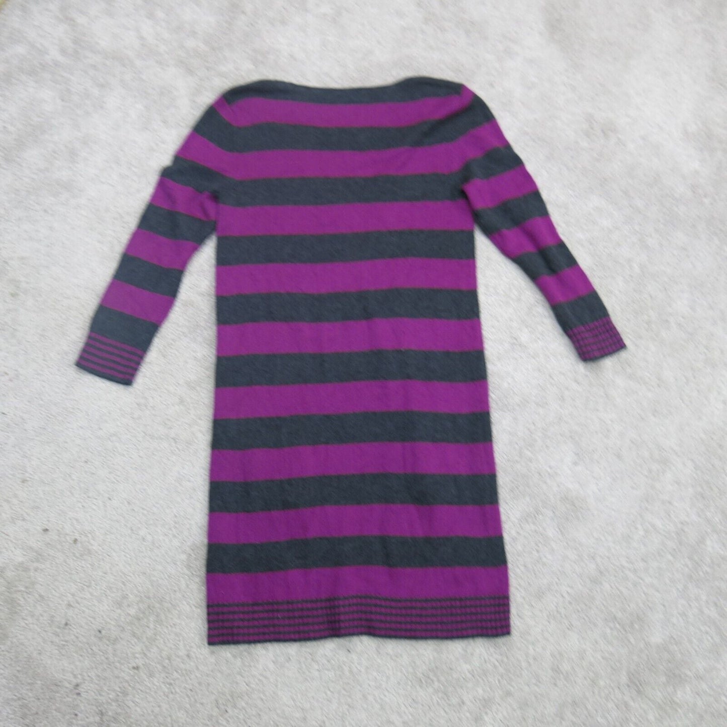 Express Womens Sweater Dress 3/4 Sleeves V Neck Striped Black Purple Size Medium