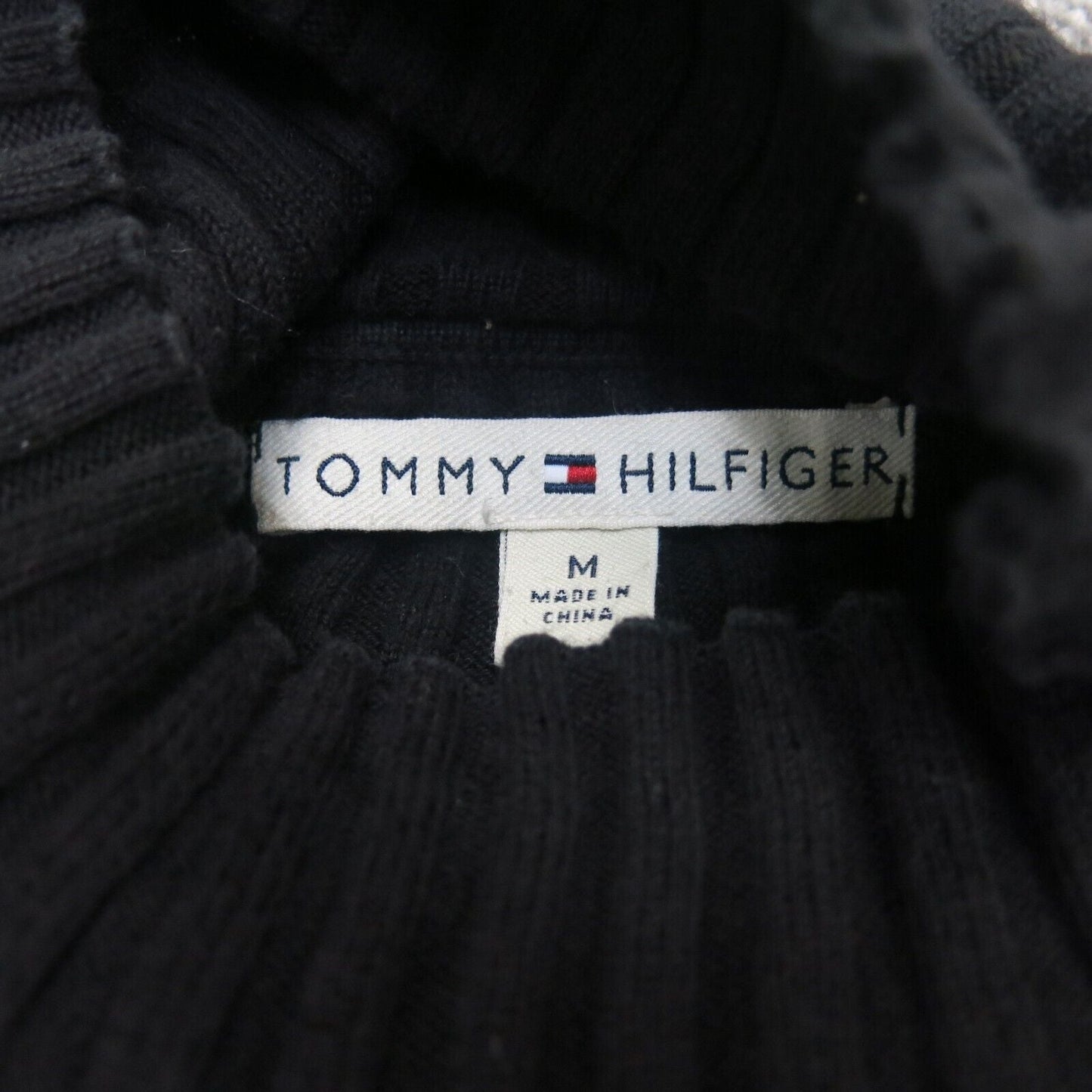 Tommy Hilfiger Women Pullover Sweater Long Sleeves Turtle Neck Black Size Medium