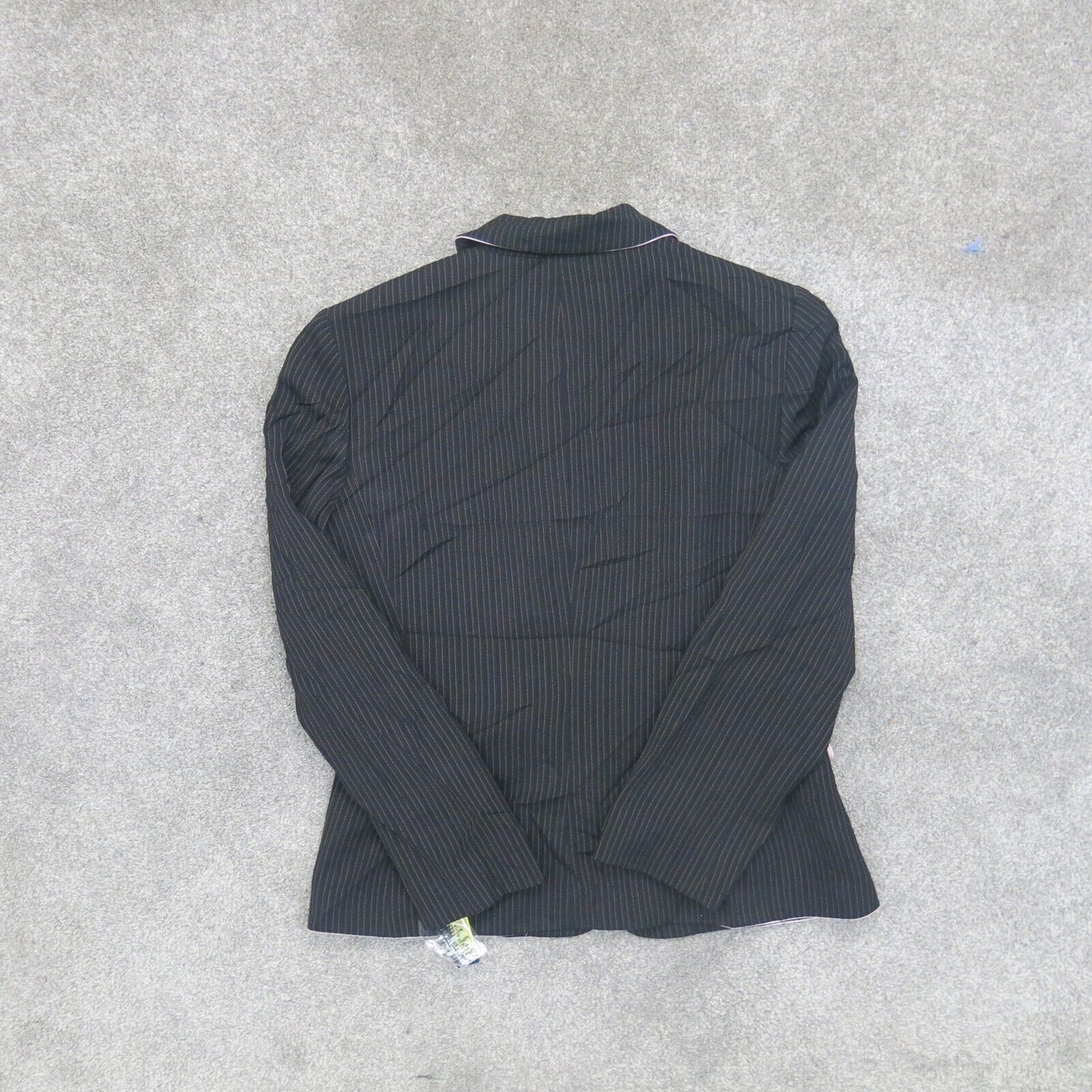 Tahari Womens Blazer Coat Single Breasted Long Sleeves Pin Striped Black Size 10