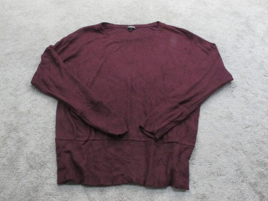 Express Womens Pullover Sweater Knitted Long Sleeve Crew Neck Maroon Size Medium