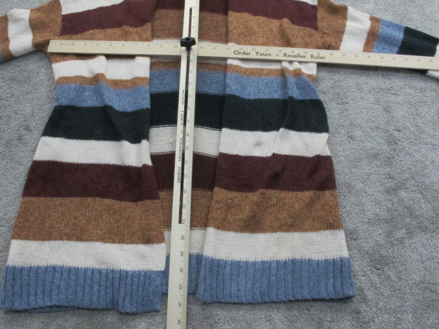 American Eagle Womens Cardigan Sweater Striped Long Sleeves Brown White Size XS