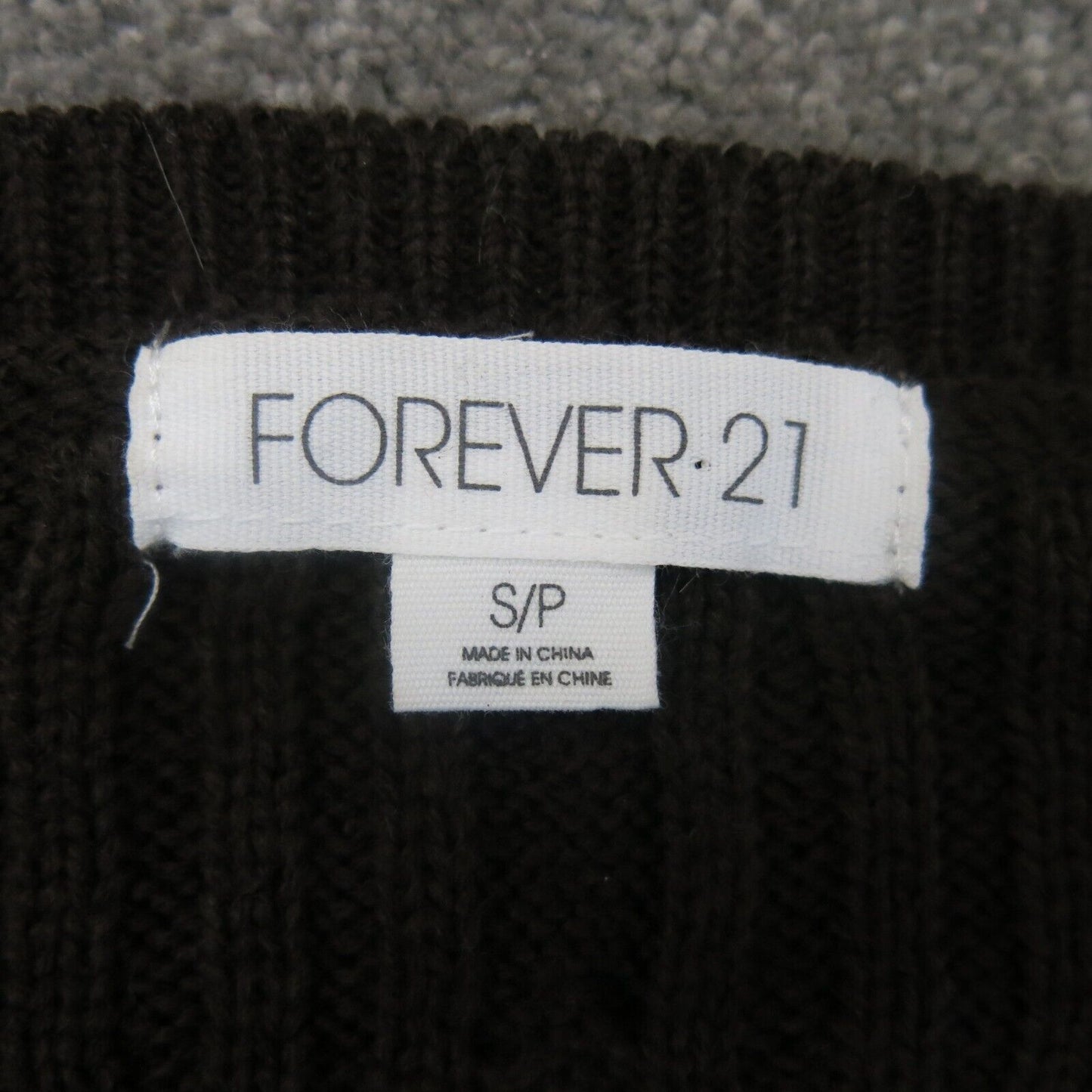 Forever 21 Womens Pullover Knitted Sweater Cap Sleeves Round Neck Brown Size S/P