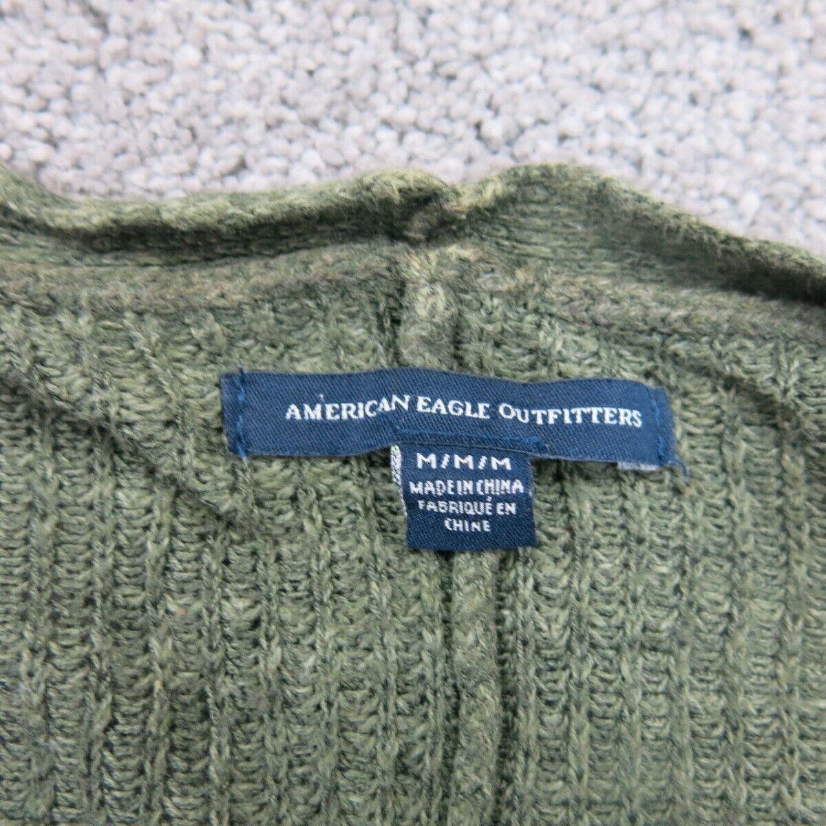 American Eagle Women Cardigan Sweater Knitted 3/4 Sleeves Olive Green SZ Medium