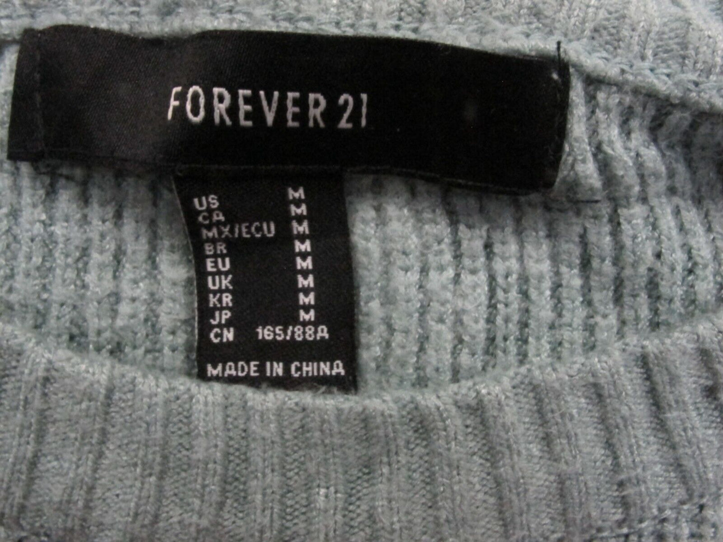 Forever 21 Women Pullover Sweater Knitted Long Sleeve Crew Neck Light Blue SZ M