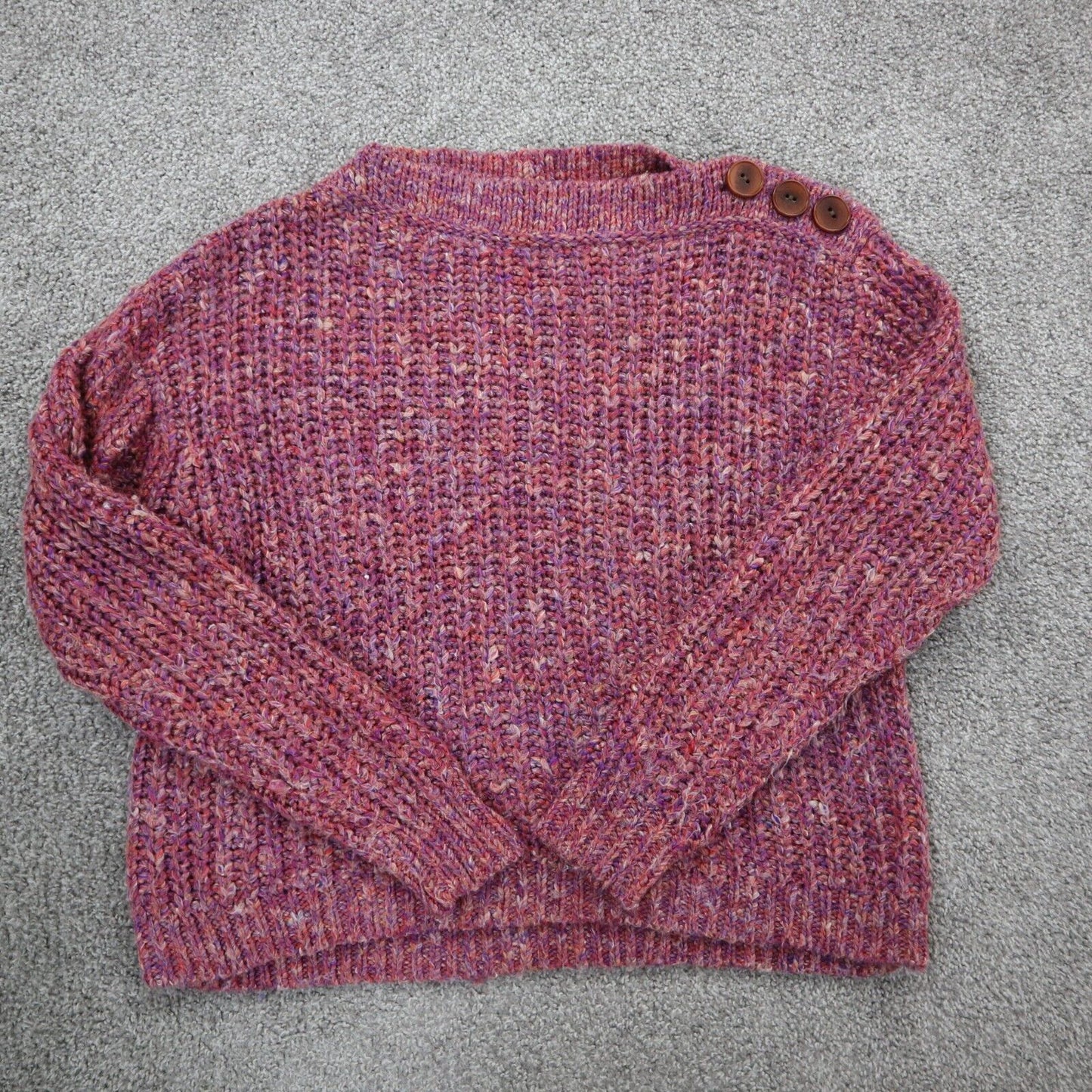 J. Crew Womens Pullover Sweater Knitted Long Sleeves Shoulder Button Red Blue S