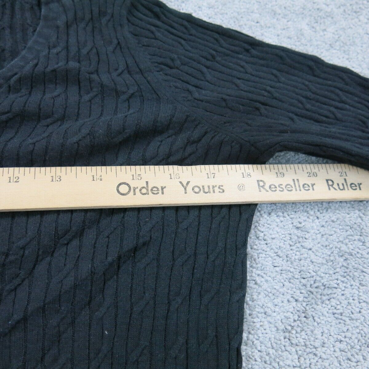 Talbots Women Knitted Sweater Long Sleeve V Neck Pima Cotton Black SZ Medium