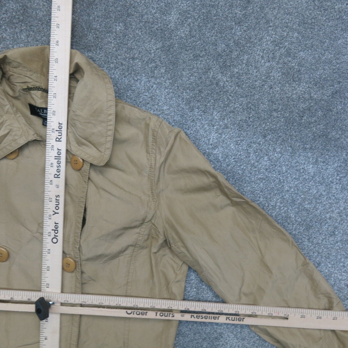 Talbots Womens Blazer Coat Double Breasted Long Sleeves Pockets Khaki Size 6P