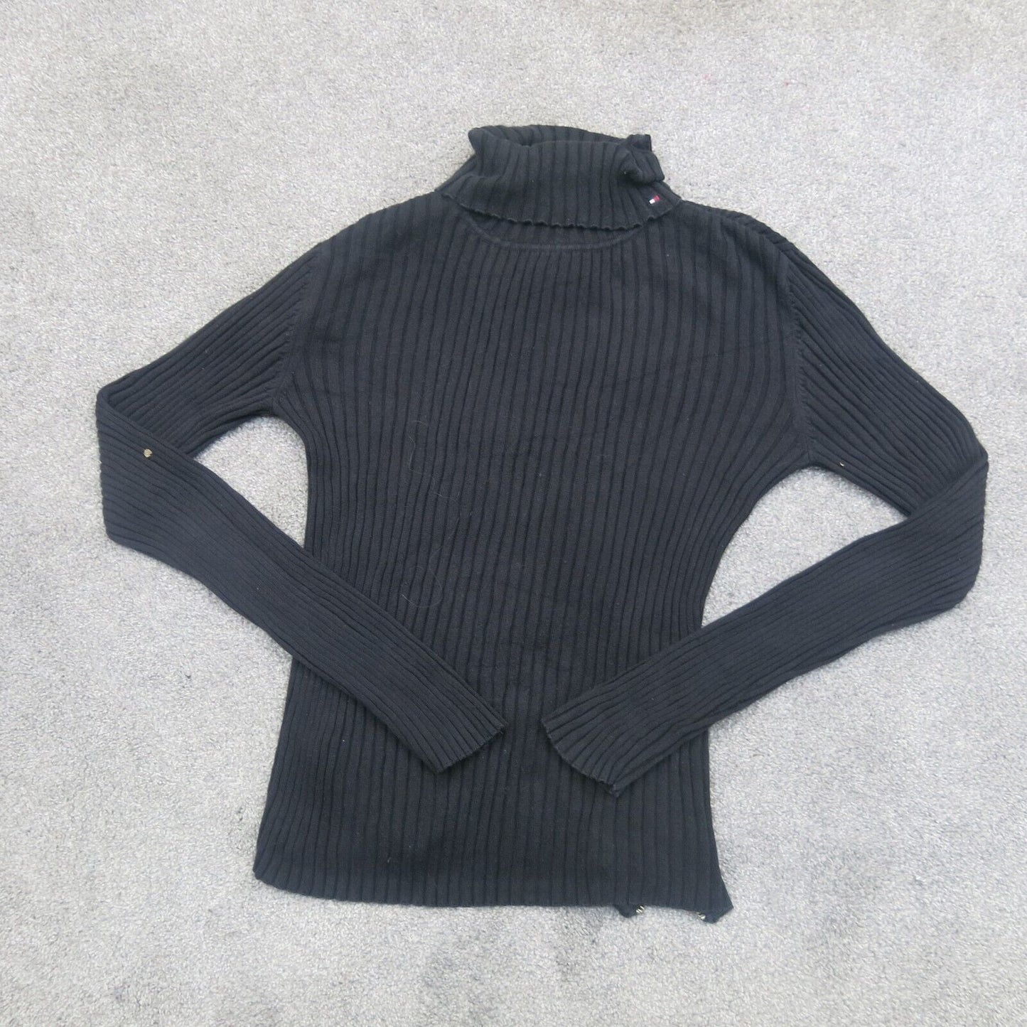 Tommy Hilfiger Women Pullover Sweater Long Sleeves Turtle Neck Black Size Medium