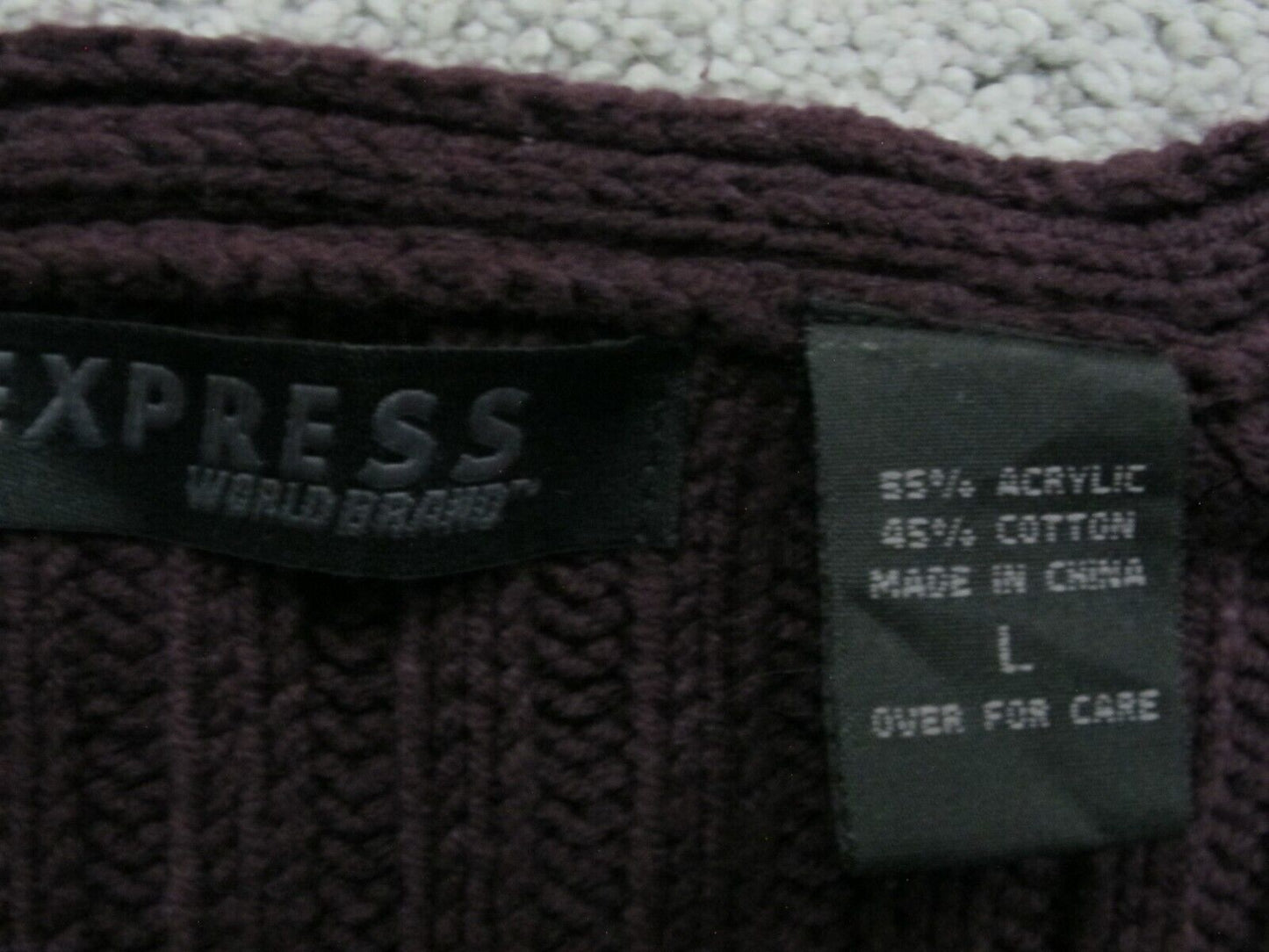 Express Womens Pullover  Sweater Long Sleeve V Neck Cotton Maroon Size Large