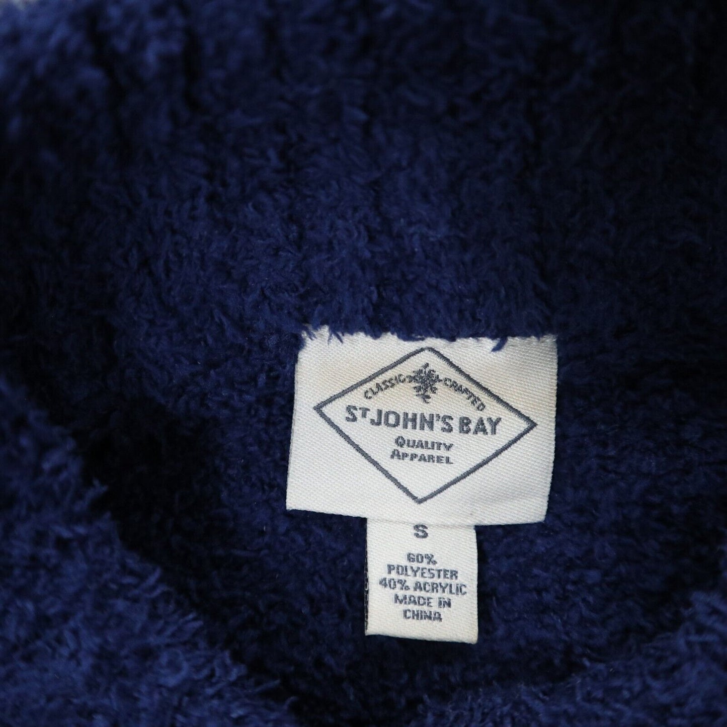 ST Johns Bay Womens Pullover Sweater Knitted Long Sleeves Blue White Size Small