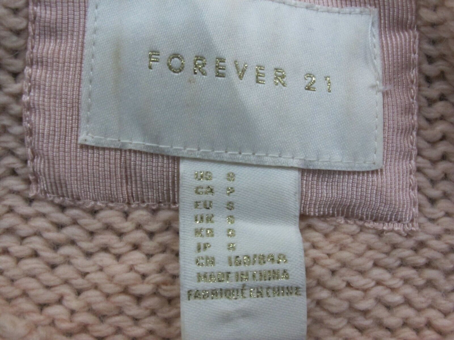 Forever 21 Women Pullover Sweater Knitted Long Sleeve Round Neck Light Pink SZ S