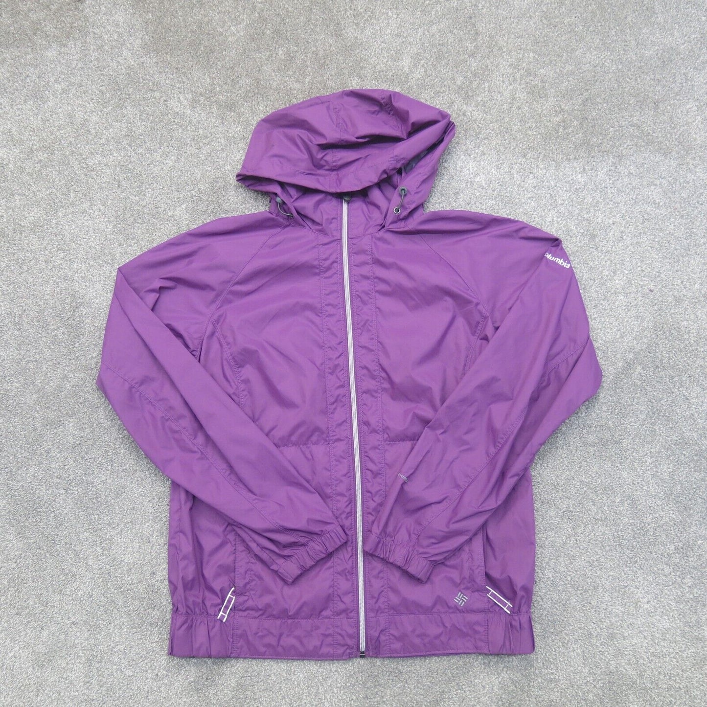 Columbia Mens Full Zip Up Hooded Jacket Long Sleeves Pockets Purple Size Medium
