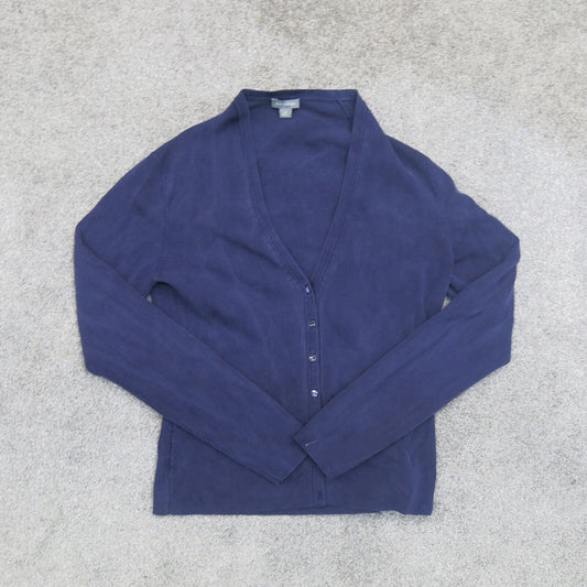 Ann Taylor Womens Cardigan Sweater Long Sleeves Front Button Purple Size XS