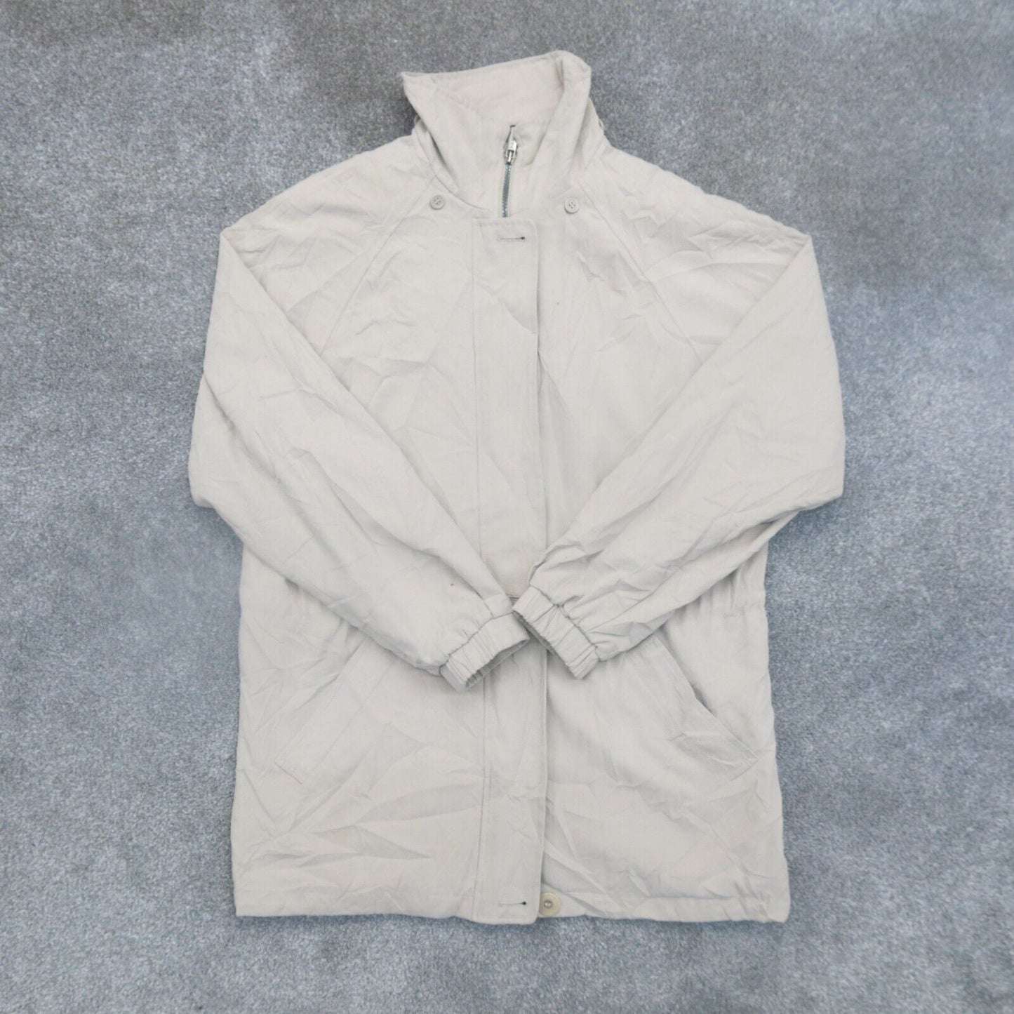 London Fog Mens Blouson Jacket Full Zip Long Sleeves Pockets Beige Size Medium