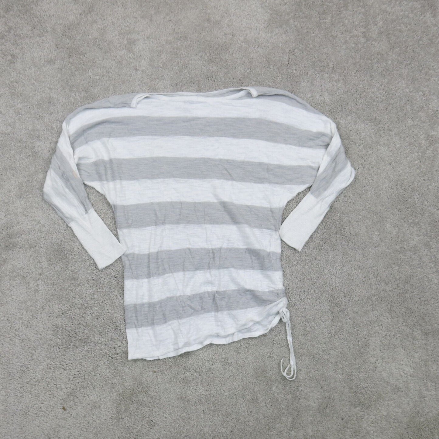 Express Womens Pullover Sweater 3/4 Sleeves Striped Gray White Size X Small