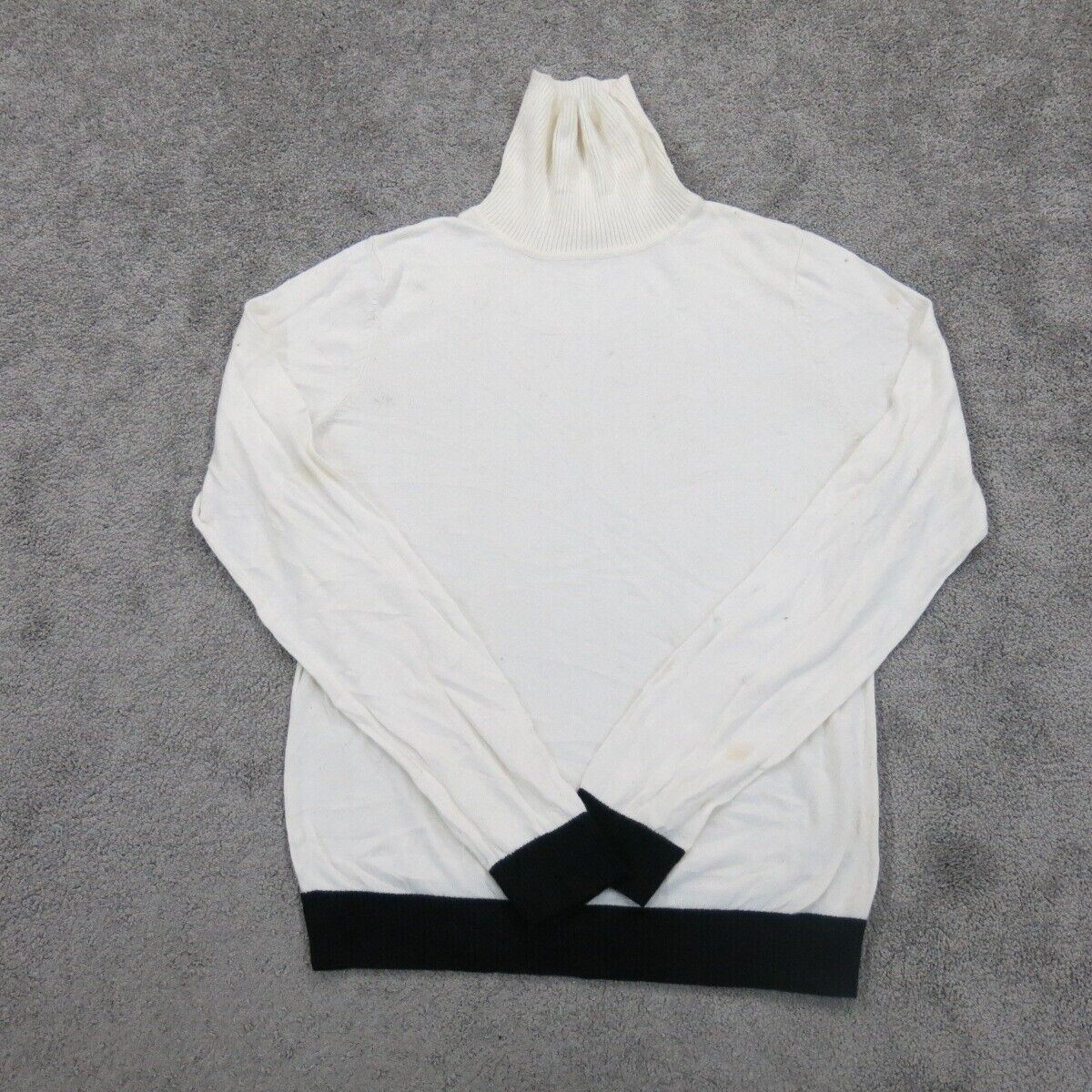 Forever 21 Womens  Pullover Knitted Sweater Long Sleeves High Neck White Size L