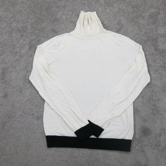 Forever 21 Womens  Pullover Knitted Sweater Long Sleeves High Neck White Size L