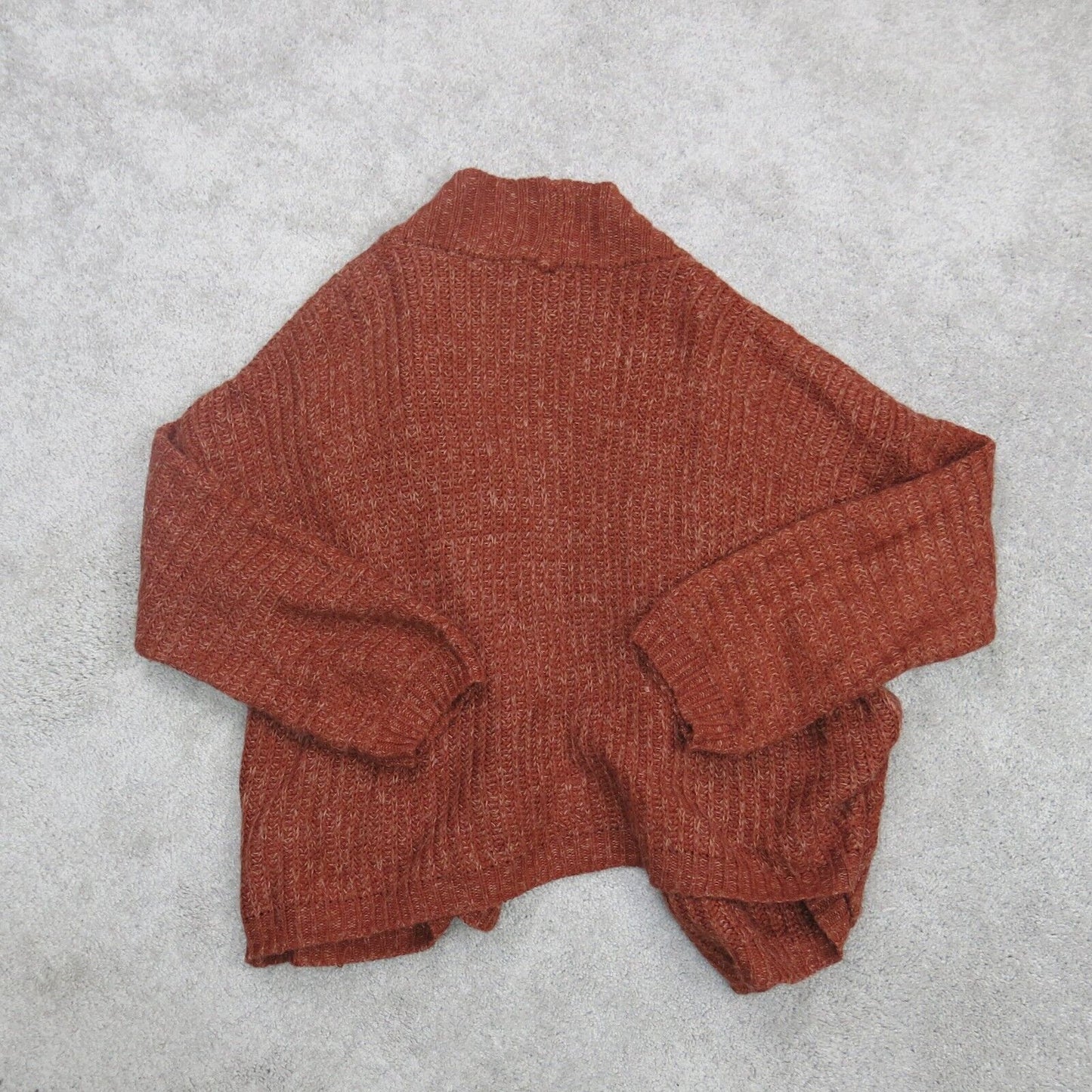 Forever 21 Womens Cardigan Sweater Open Front Pockets Dark Orange Size Small